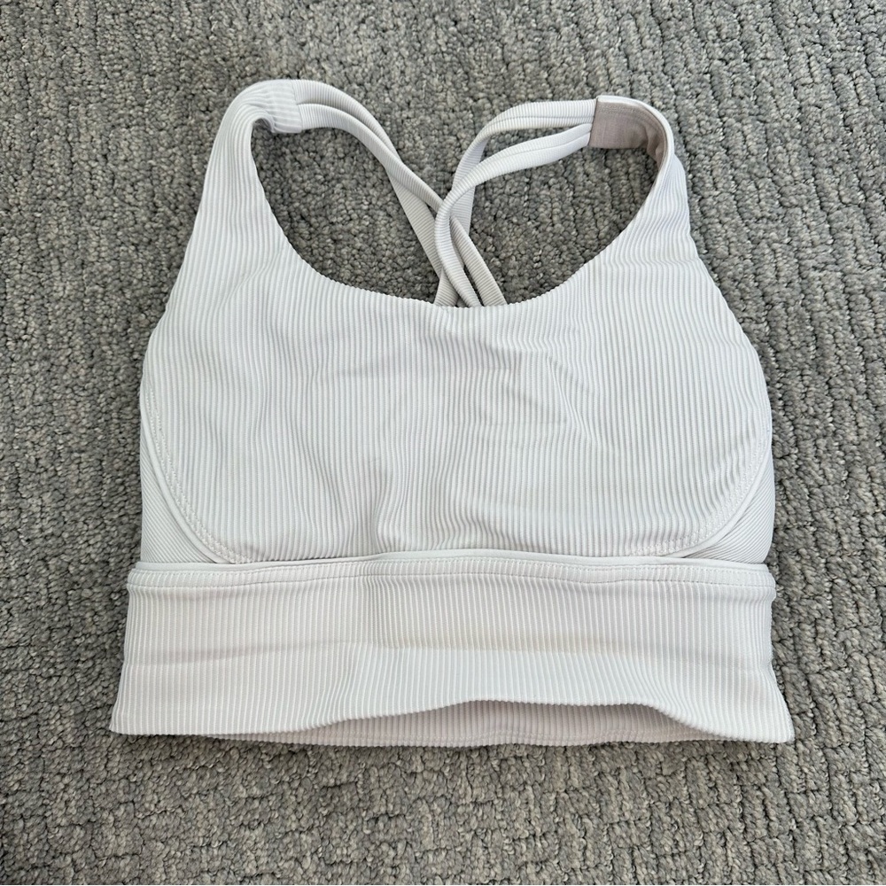 Lululemon White Ribbed Longline Sports Bra 4